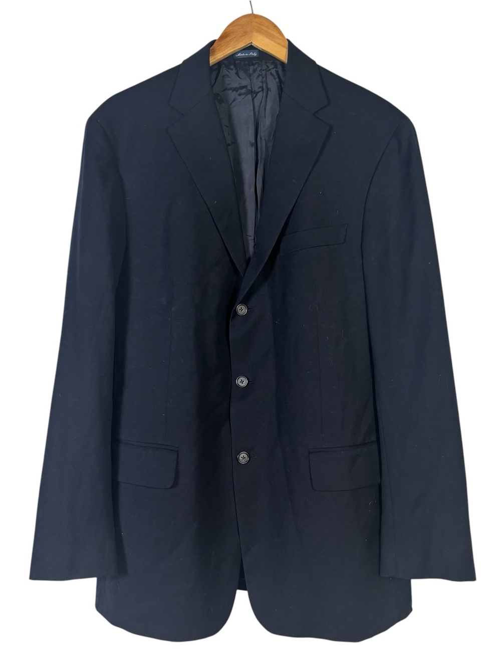 Polo Ralph Lauren Made In Italy Navy Blue 3 Button Wool Blazer Men's Large